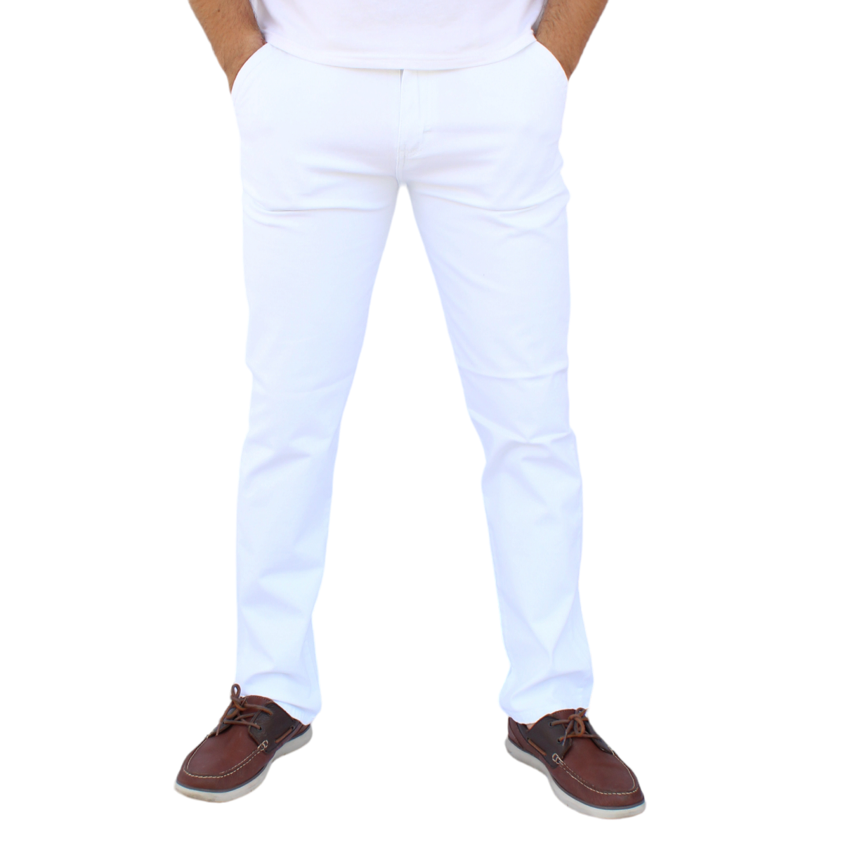 Foto 2 pulgar | Pantalón Recto De Gabardina Stretch Color Blanco John Silver