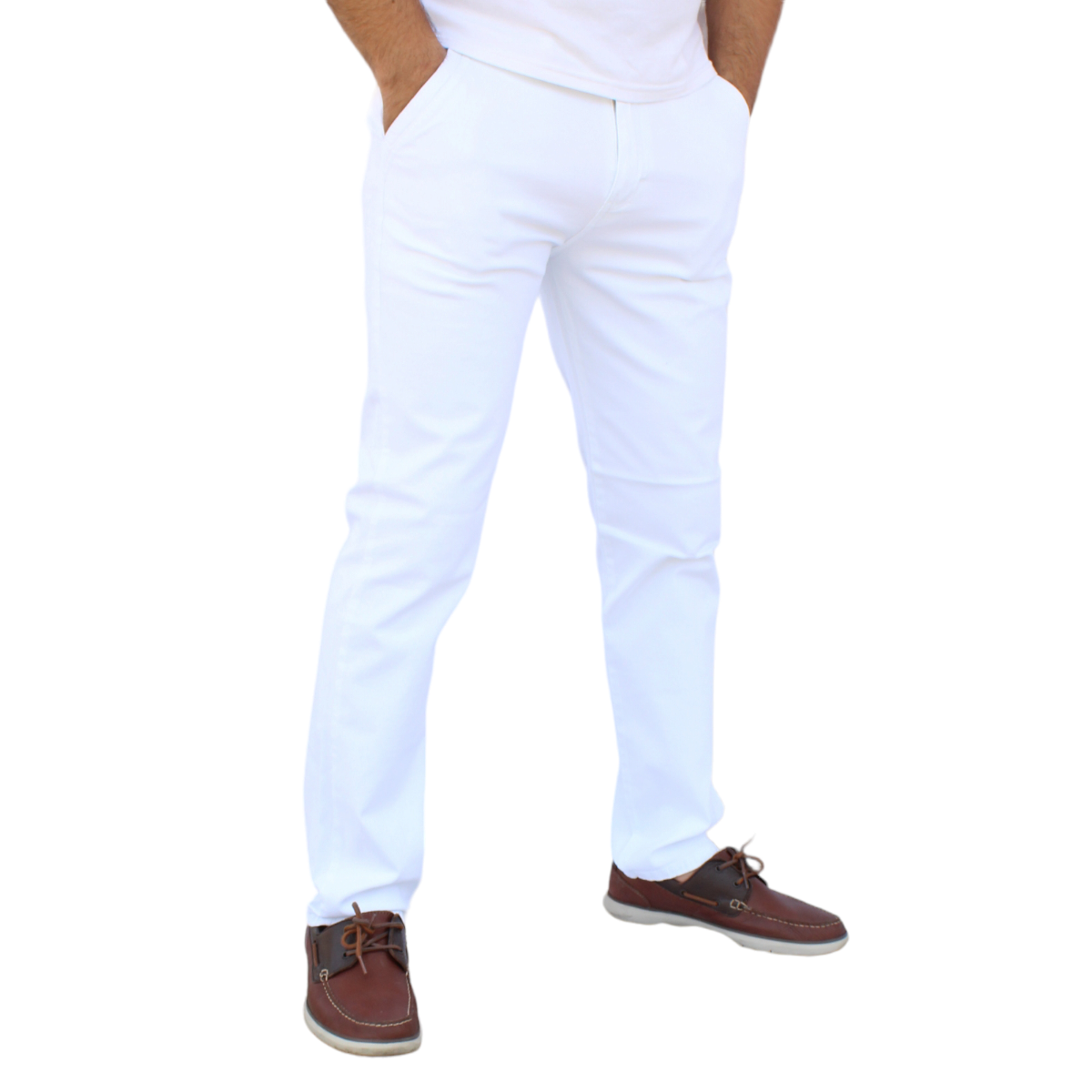 Foto 3 pulgar | Pantalón Recto De Gabardina Stretch Color Blanco John Silver