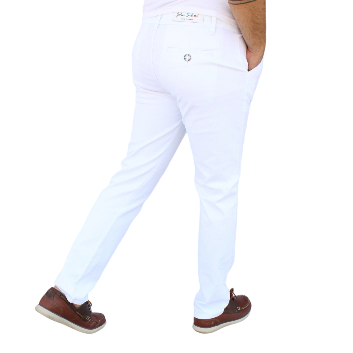 Foto 5 | Pantalón Recto De Gabardina Stretch Color Blanco John Silver