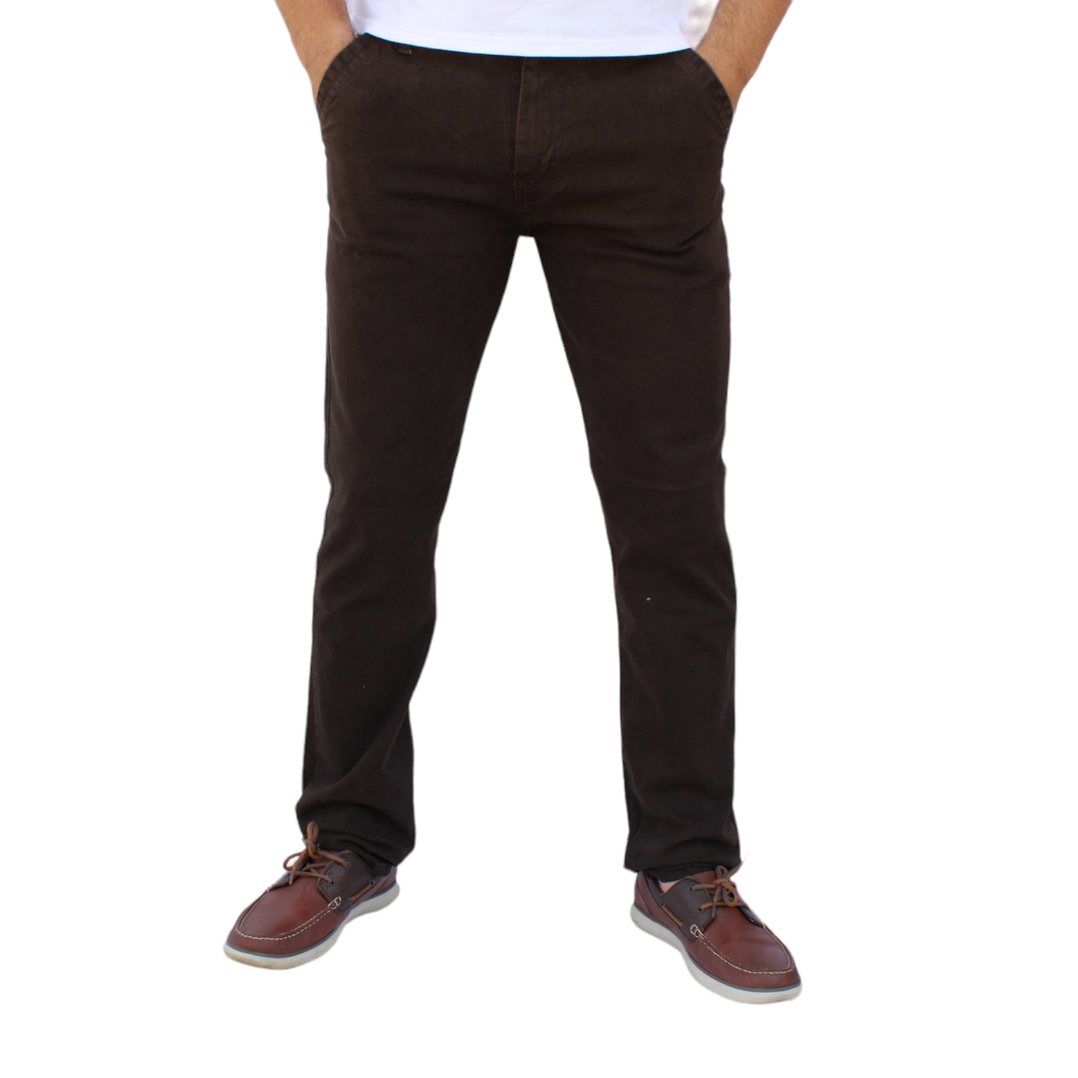Foto 1 | Pantalón Recto De Gabardina Stretch Color Chocolate John Silver