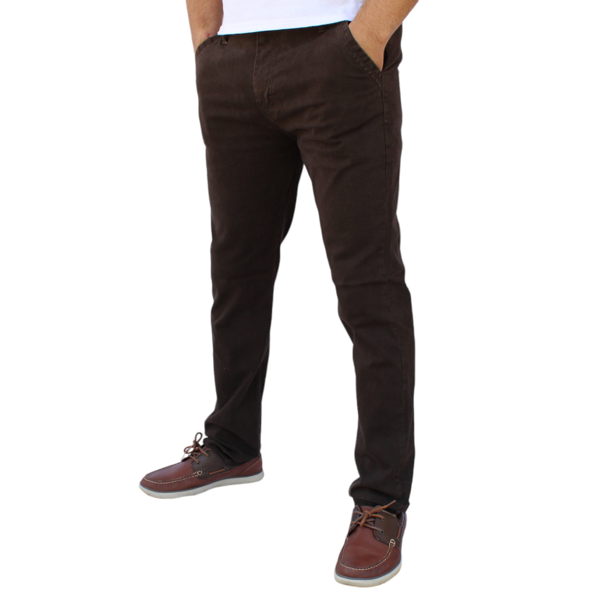 Foto 4 pulgar | Pantalón Recto De Gabardina Stretch Color Chocolate John Silver