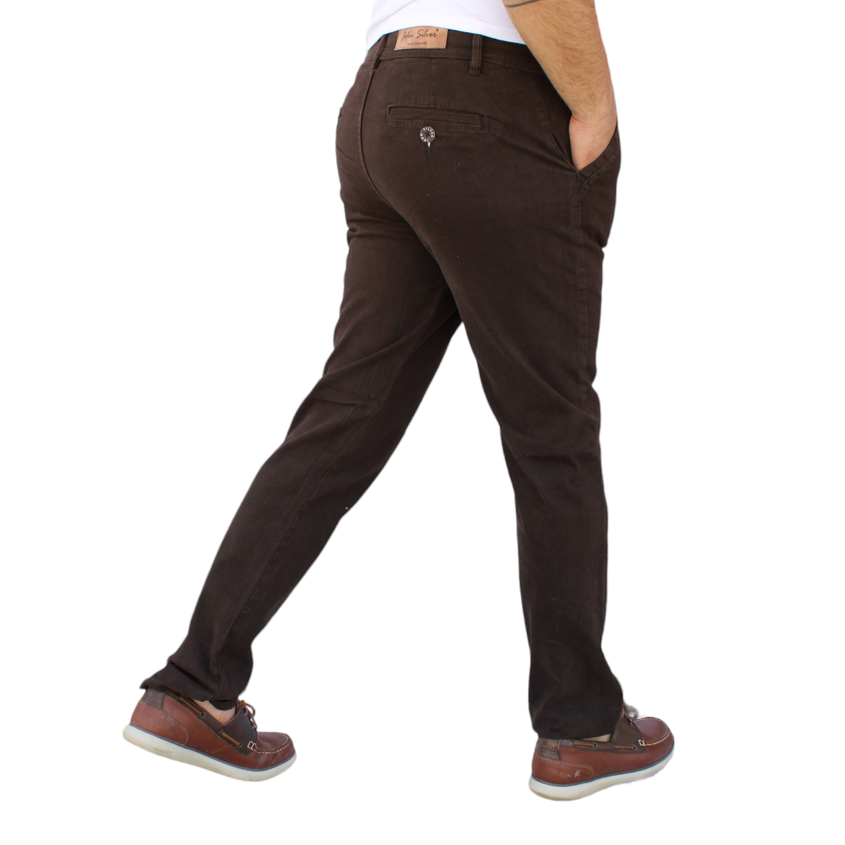 Foto 5 | Pantalón Recto De Gabardina Stretch Color Chocolate John Silver