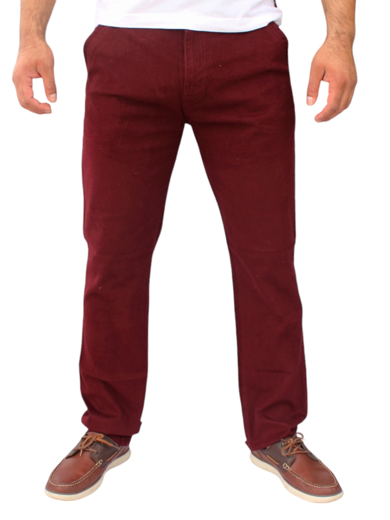 Foto 1 | Pantalón Recto De Gabardina Stretch Color Vino John Silver
