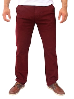 Foto 1 | Pantalón Recto De Gabardina Stretch Color Vino John Silver