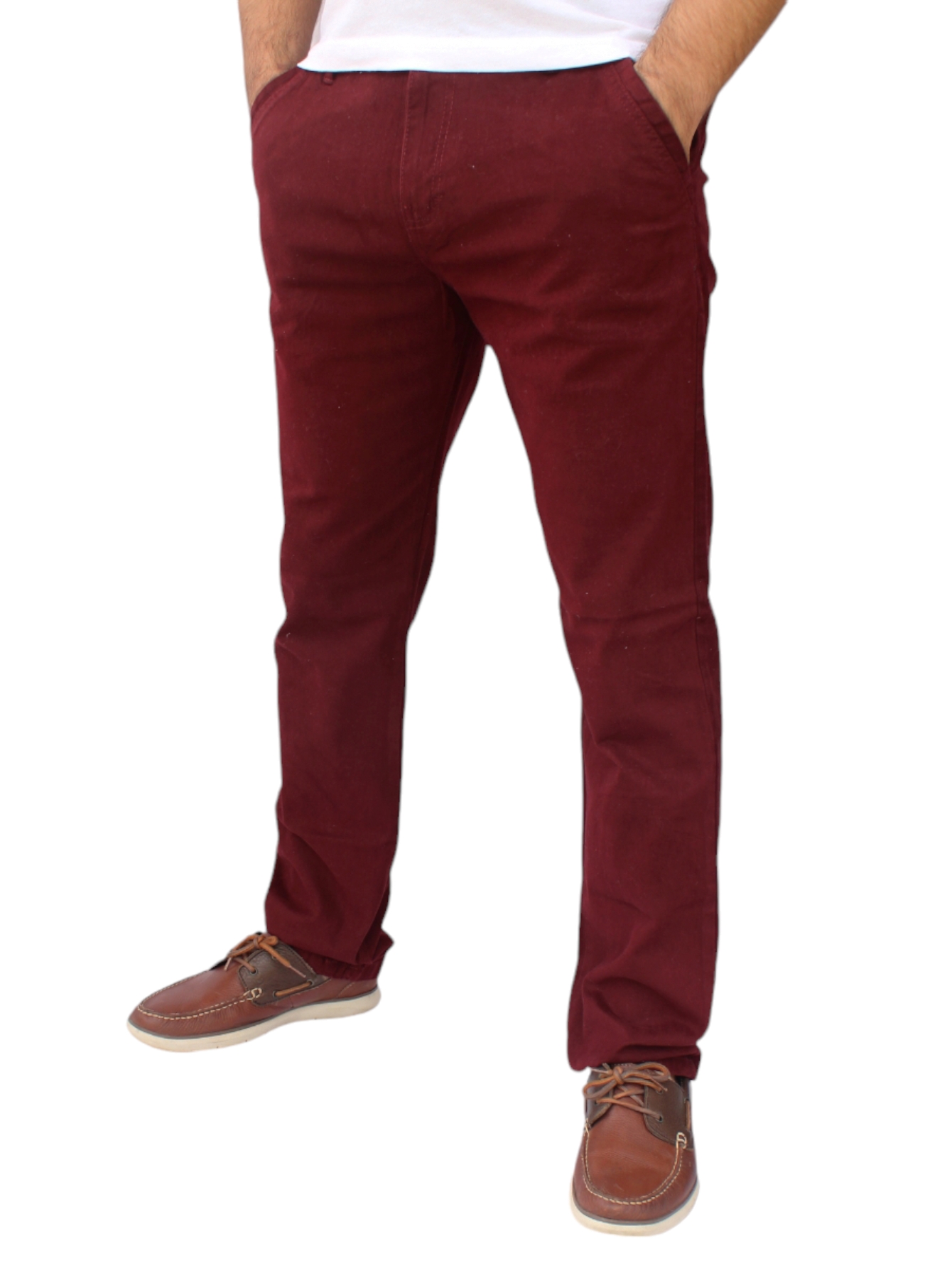 Foto 2 | Pantalón Recto De Gabardina Stretch Color Vino John Silver