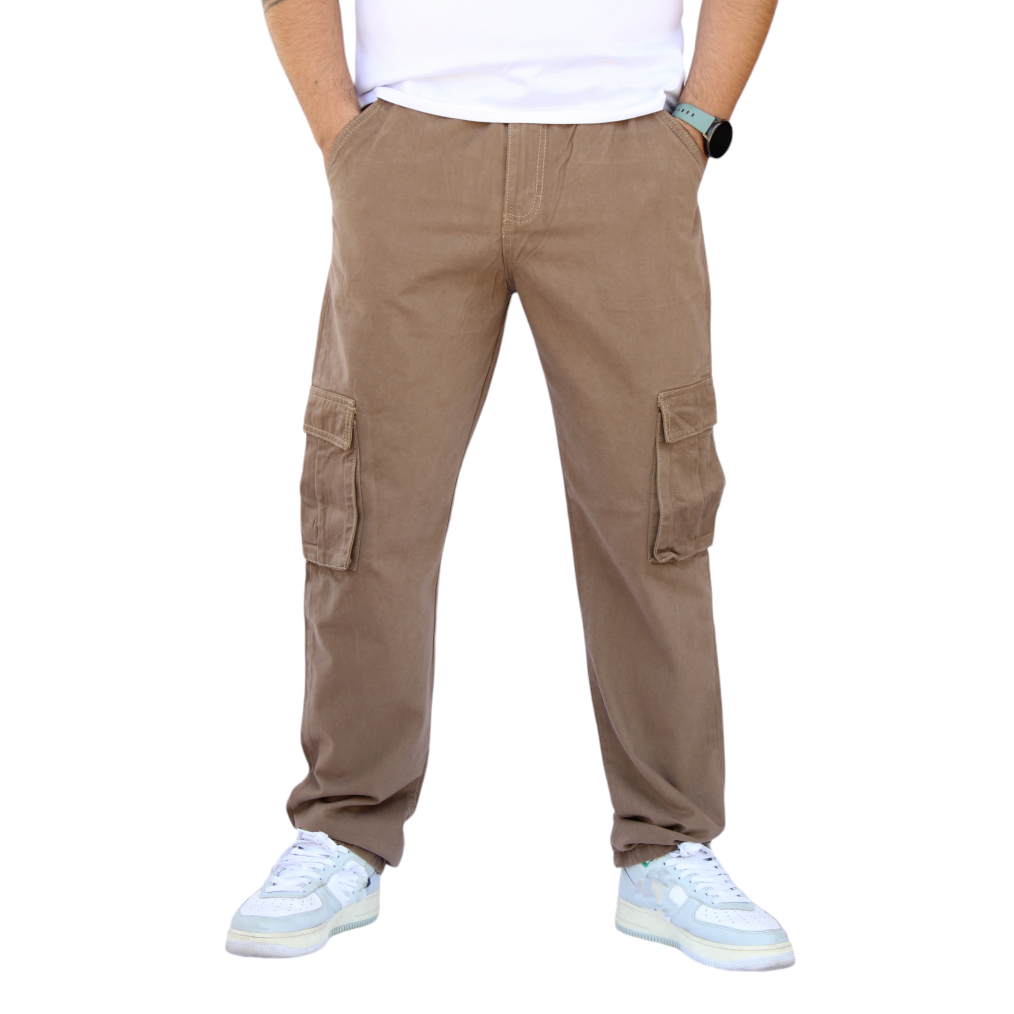 Foto 1 | Pantalón Cargo Recto De Gabardina Caqui John Silver