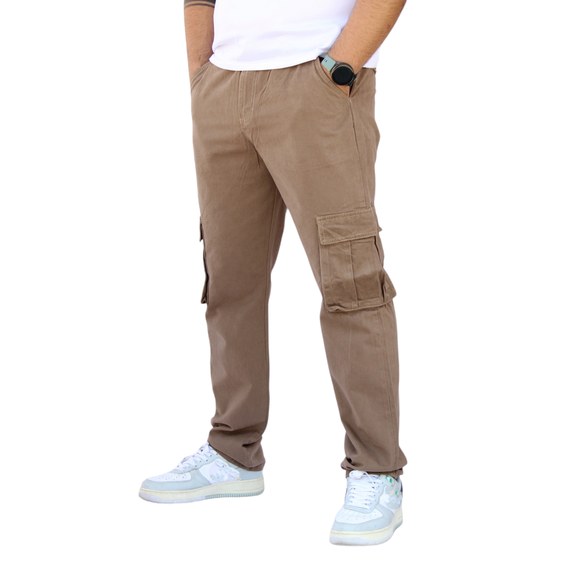 Foto 2 | Pantalón Cargo Recto De Gabardina Caqui John Silver