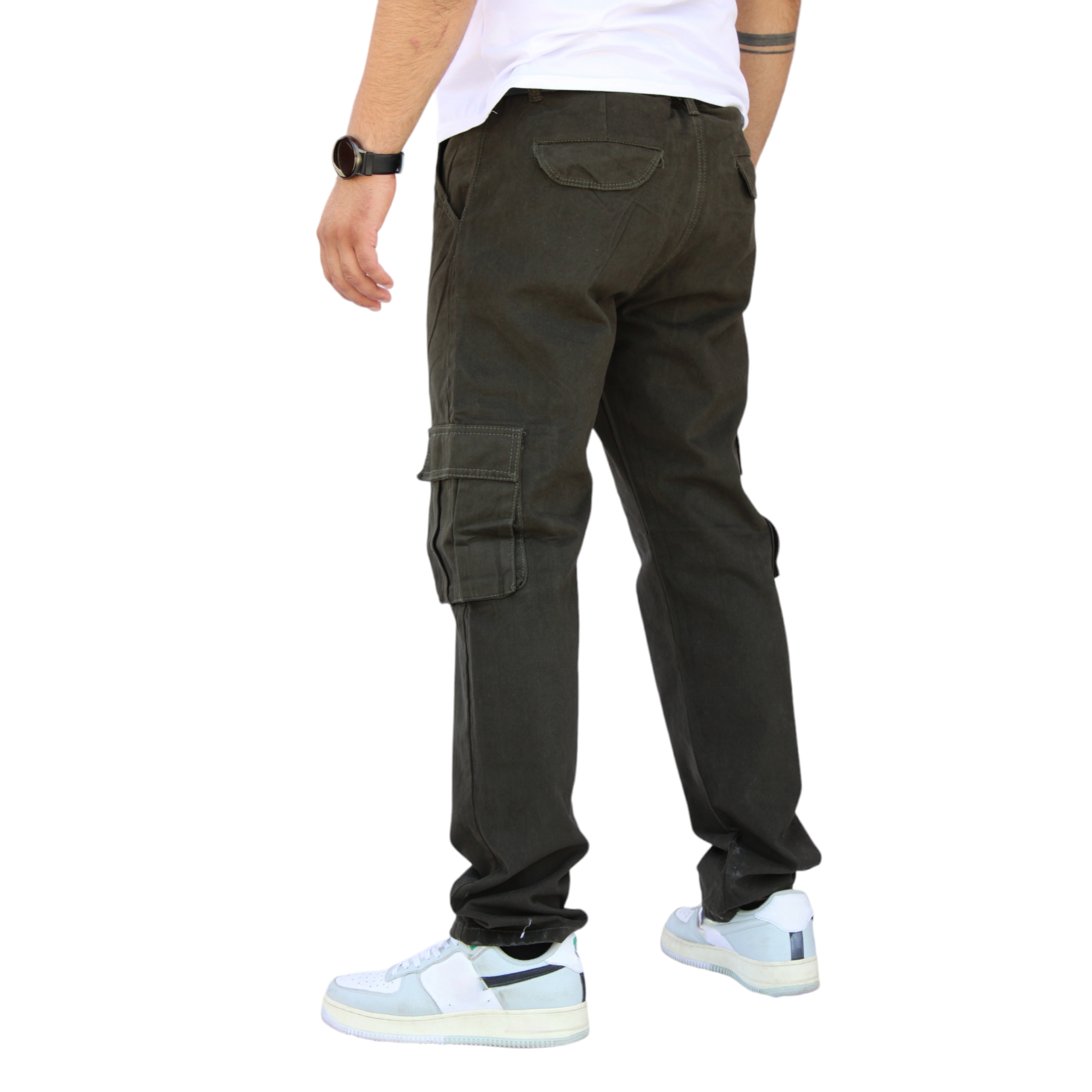 Foto 5 pulgar | Pantalón Cargo Recto De Gabardina Verde Militar John Silver