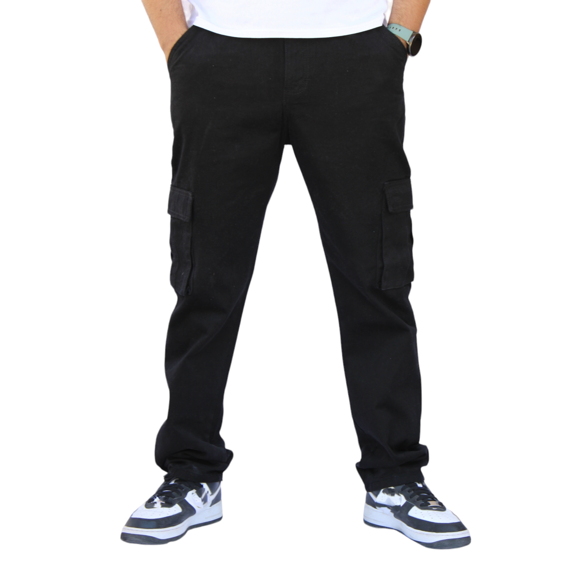 Foto 1 | Pantalón Cargo Recto De Gabardina Negra John Silver