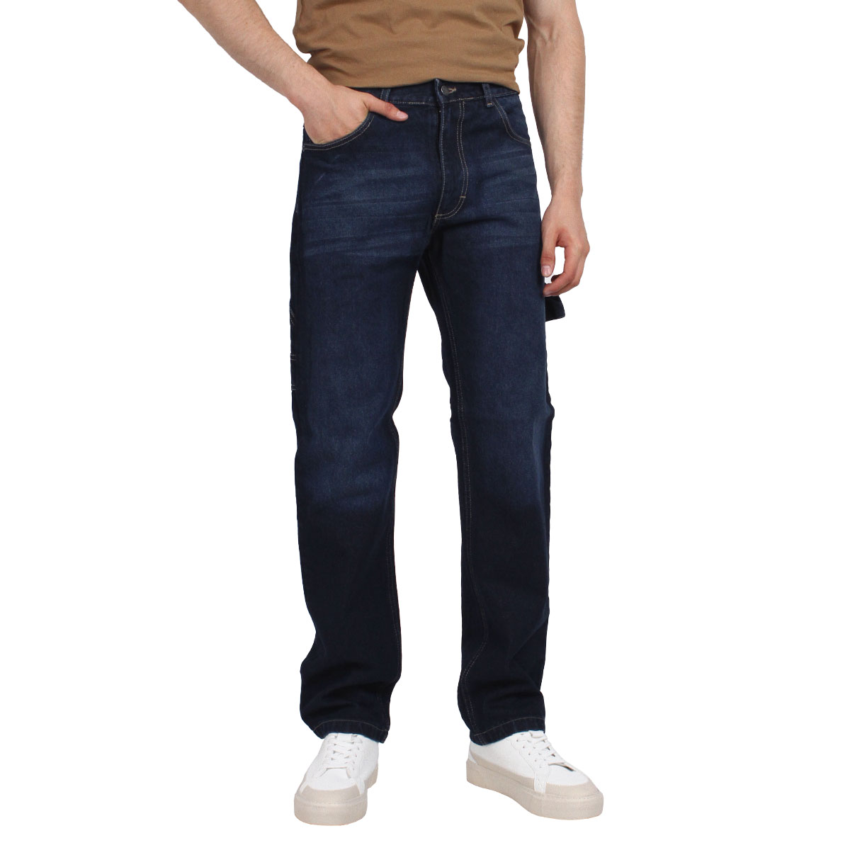 Foto 2 pulgar | Pantalón De Hombre Vaquero Grueso Tipo Carpintero Azul Oscuro