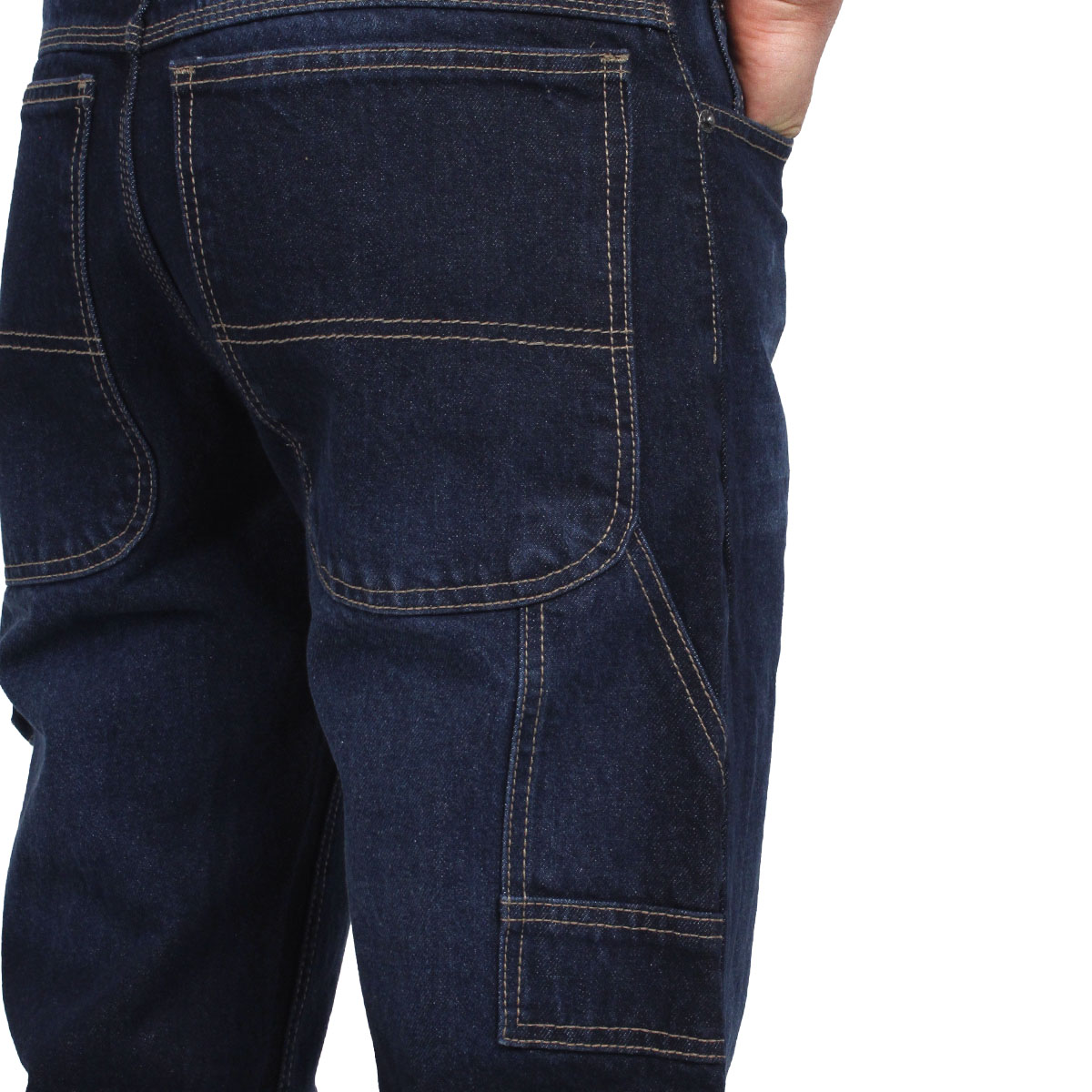 Foto 3 | Pantalón De Hombre Vaquero Grueso Tipo Carpintero Azul Oscuro