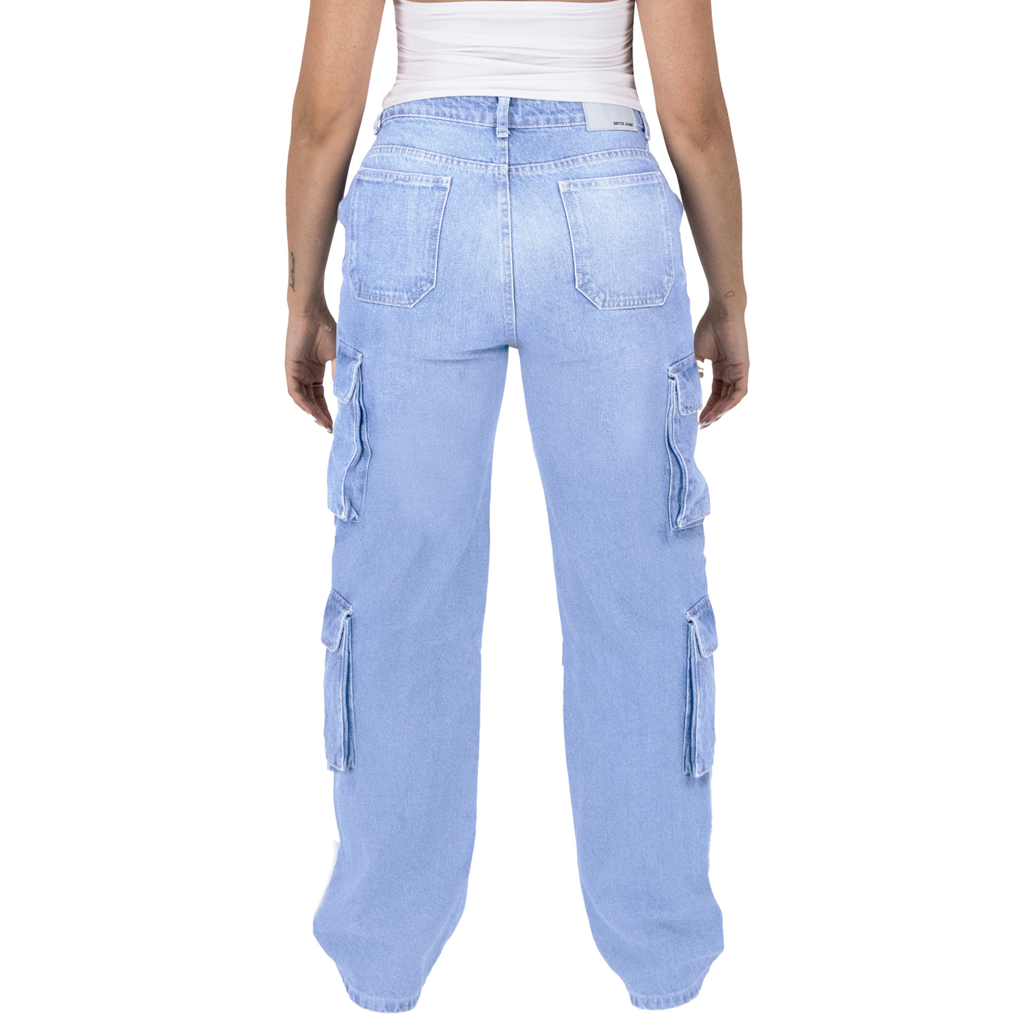 Foto 3 pulgar | Pantalón Cargo Britos Jeans Mujer Mezclilla 025619