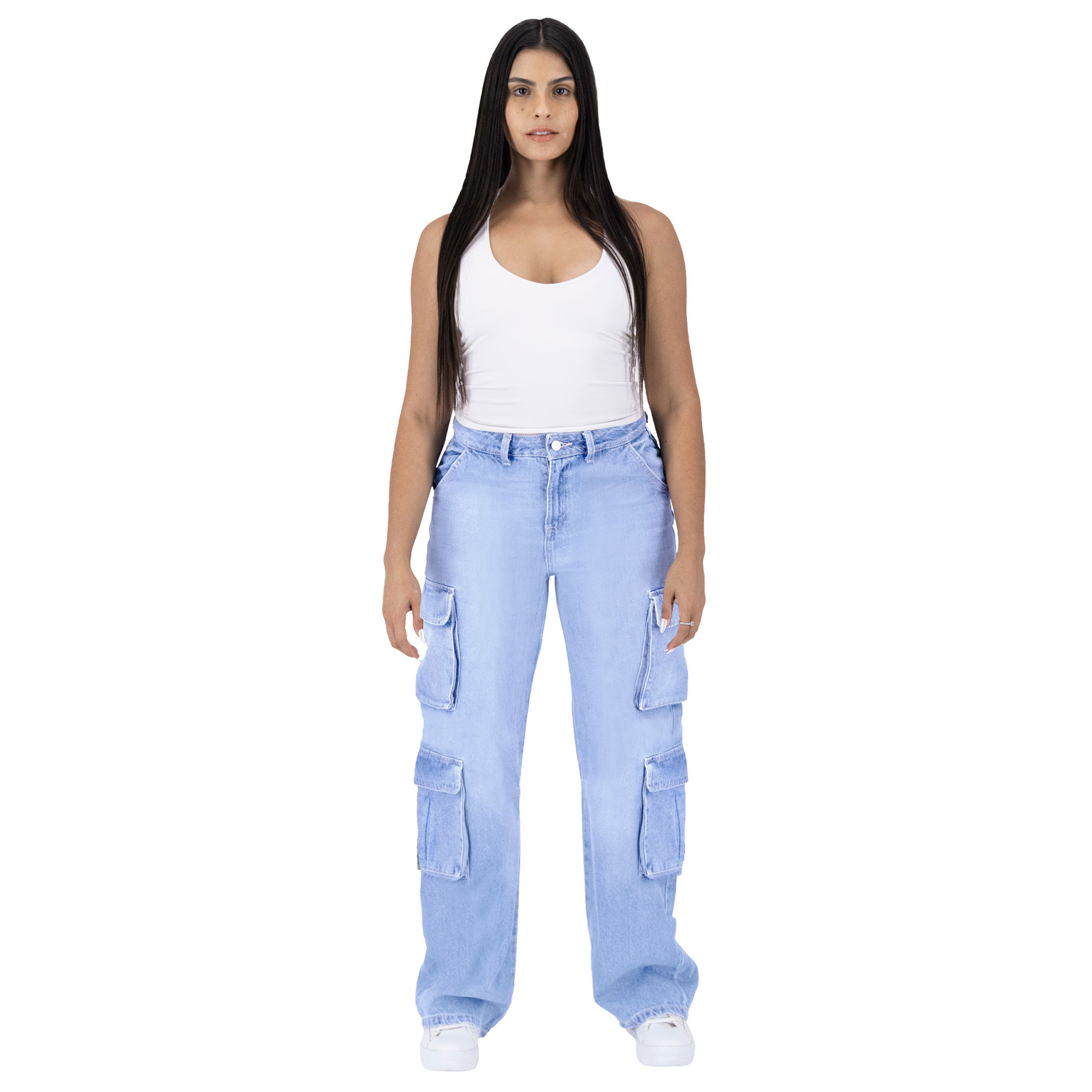 Foto 4 pulgar | Pantalón Cargo Britos Jeans Mujer Mezclilla 025619