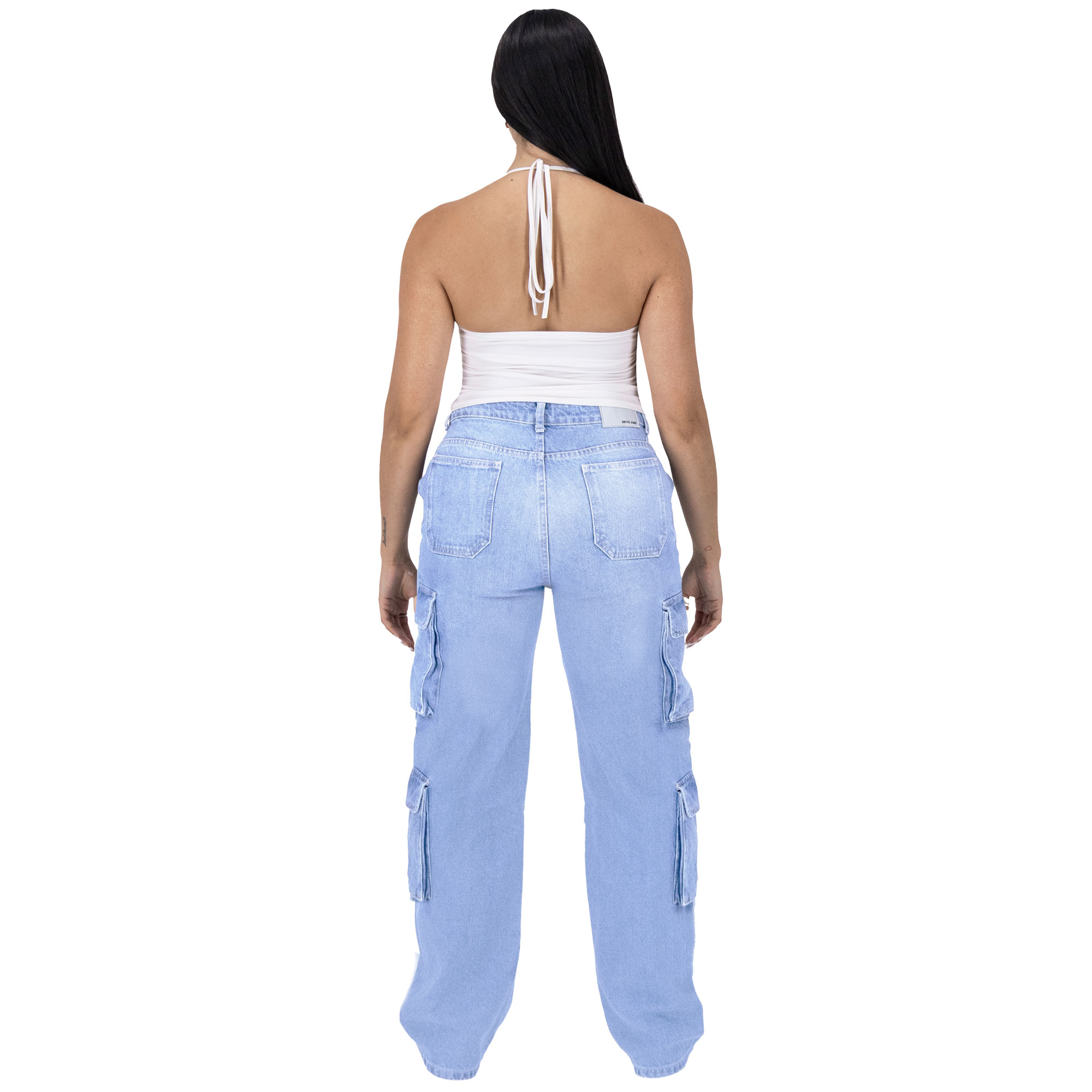 Foto 5 pulgar | Pantalón Cargo Britos Jeans Mujer Mezclilla 025619