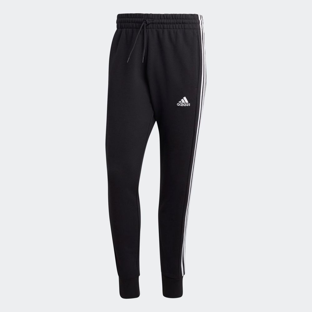 Foto 2 | Pants Adidas Negros Essentials 3 Franjas Felpa Francesa Pierna Cónica Puños Ajustados para Hombre