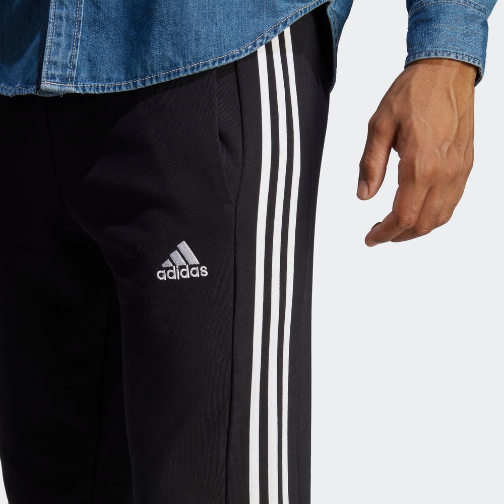 Foto 8 pulgar | Pants Adidas Negros Essentials 3 Franjas Felpa Francesa Pierna Cónica Puños Ajustados para Hombre