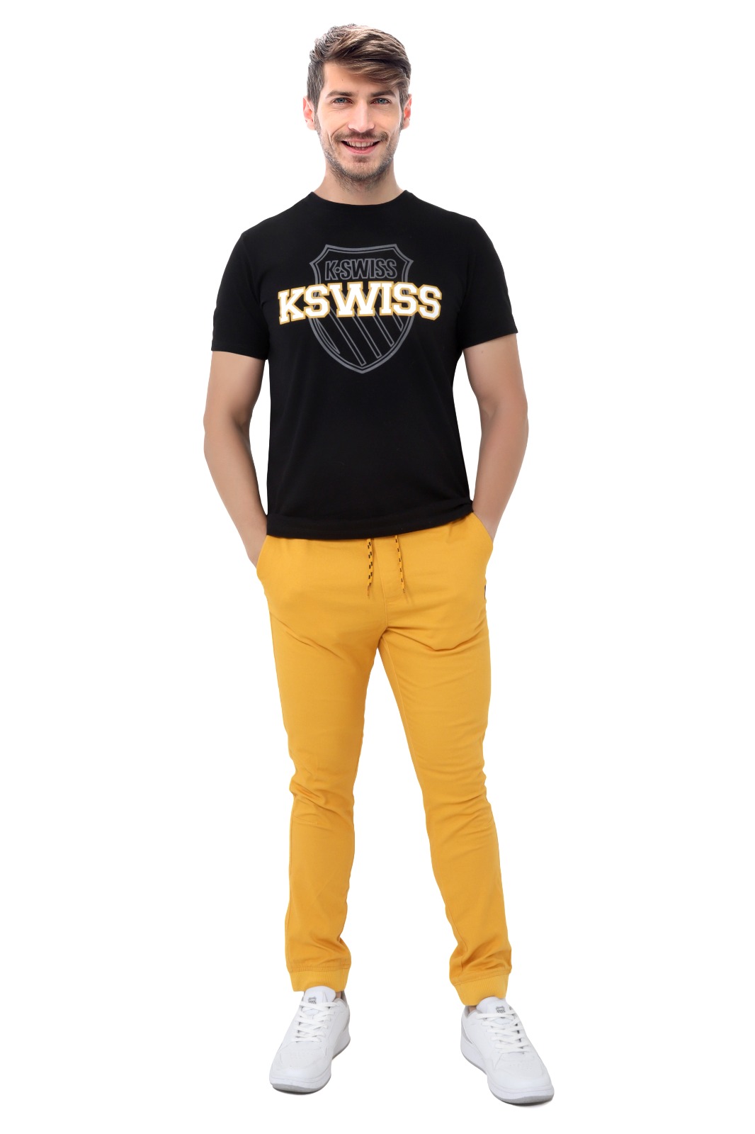 Foto 2 | Pantalón K-Swiss Jogger Amarillo para Hombre