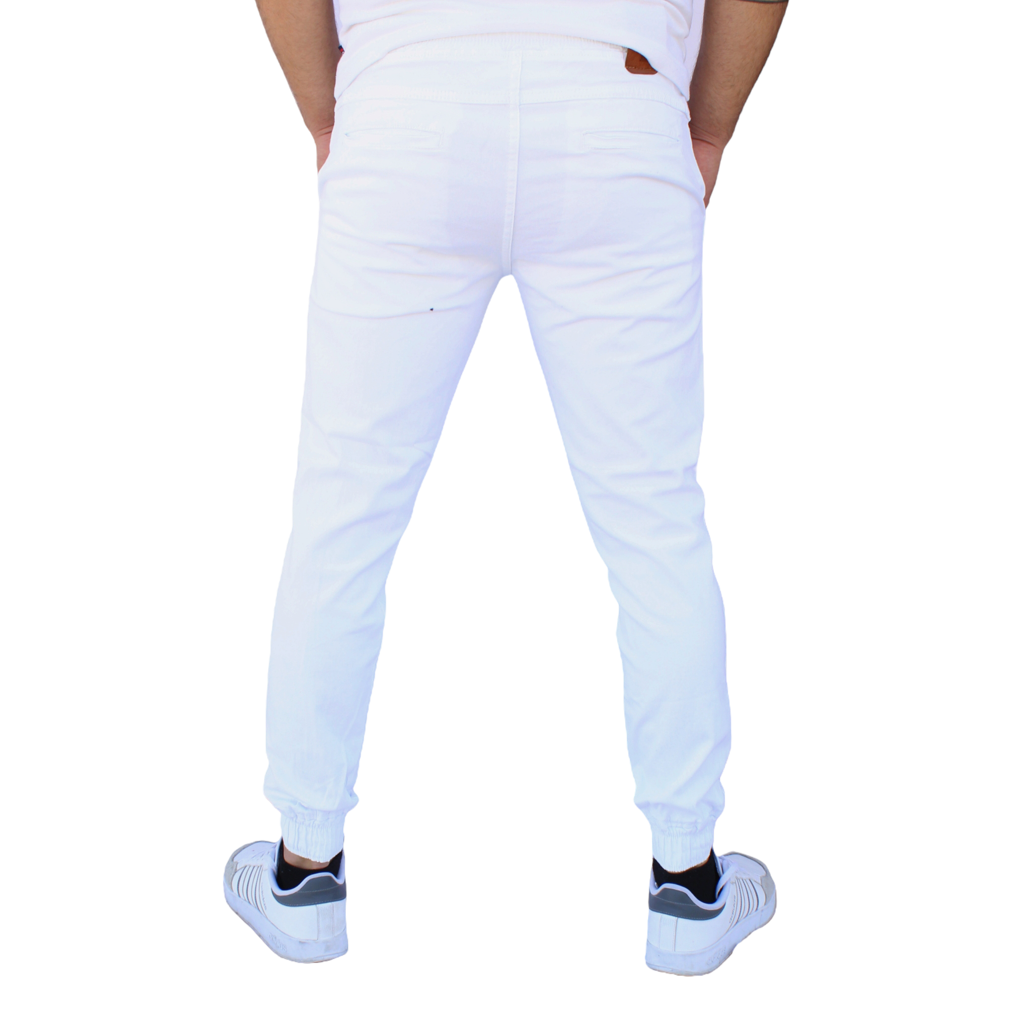 Foto 4 pulgar | Pantalón Jogger Liso Blanco  John Silver