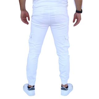 Foto 3 | Pantalón Jogger Cargo Blanco John Silver