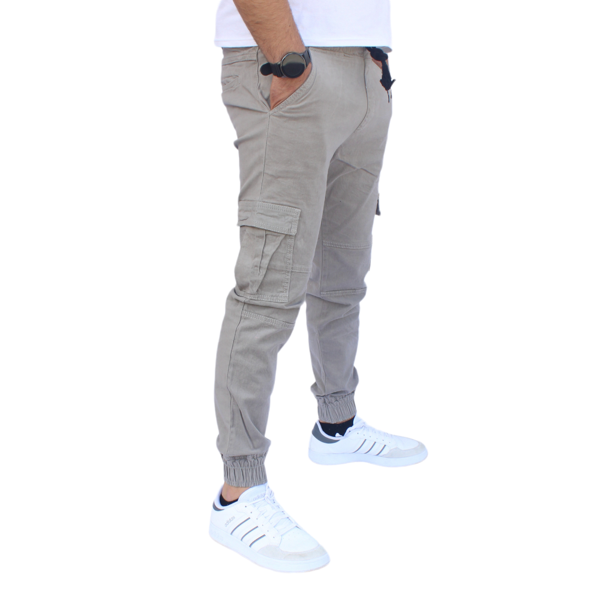 Foto 3 pulgar | Pantalón Jogger Cargo Gris Claro John Silver