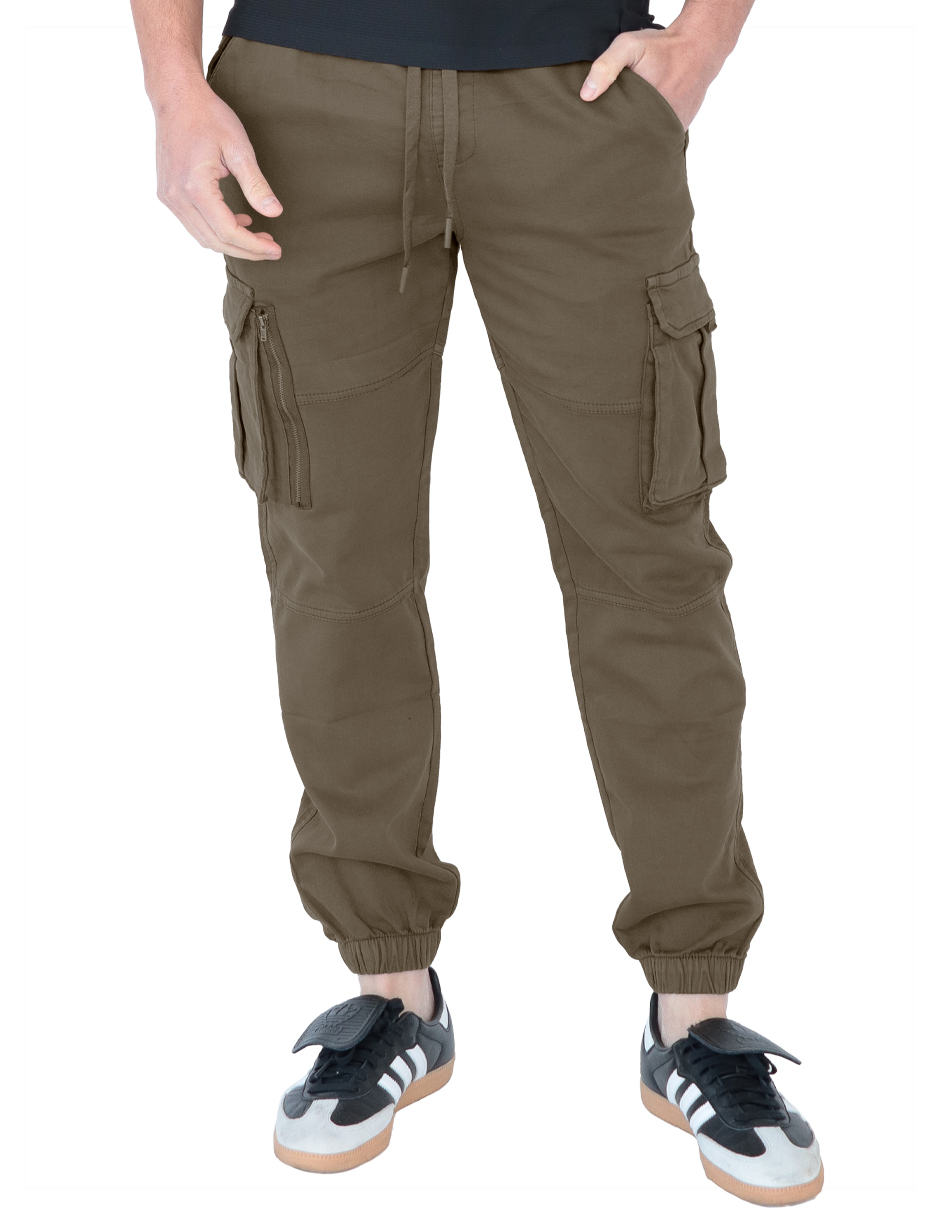 Foto 2 pulgar | Pantalon Hombre Cintura Y Tobillo Ajustable Premium Café Roosevelt C362