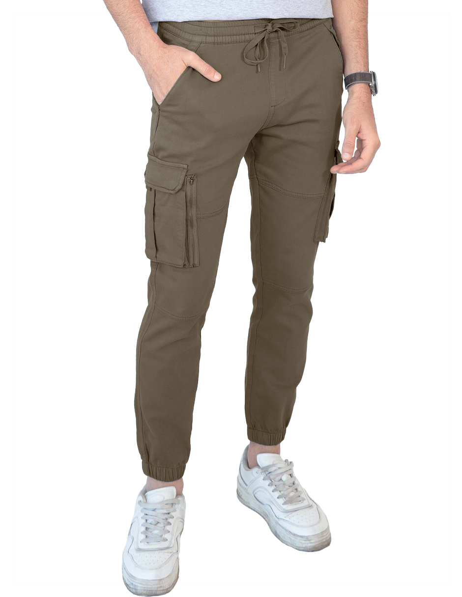 Foto 4 pulgar | Pantalon Hombre Cintura Y Tobillo Ajustable Premium Café Roosevelt C362