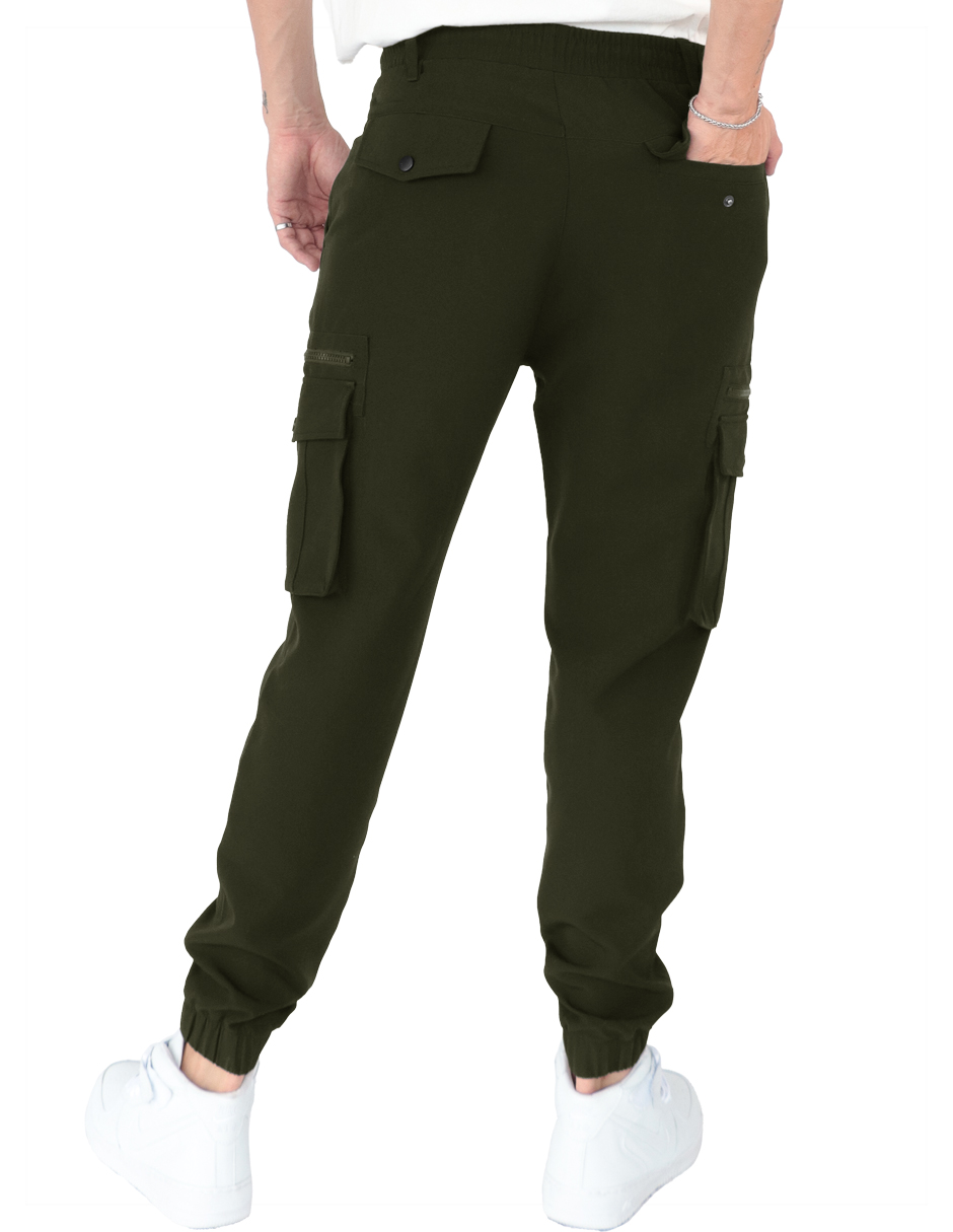 Foto 3 pulgar | Pantalon Hombre Cintura Ajustable Verde Militar Roosevelt C356