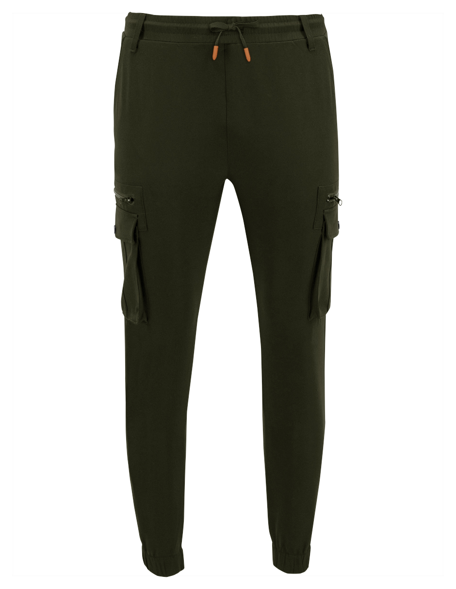 Foto 4 pulgar | Pantalon Hombre Cintura Ajustable Verde Militar Roosevelt C356