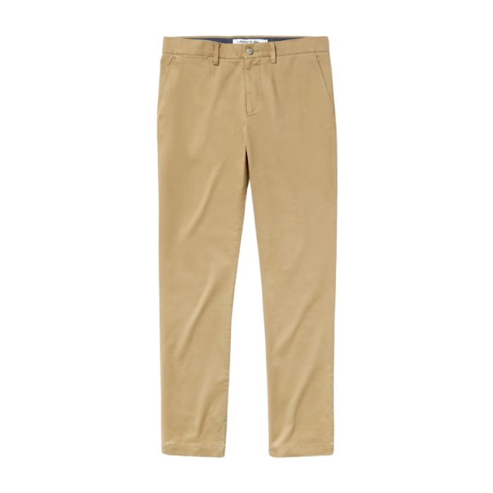 Foto 2 pulgar | Pantalón Lacoste color Beige Estilo Chinos Slim Fit en Gabardina Stretch para Hombre