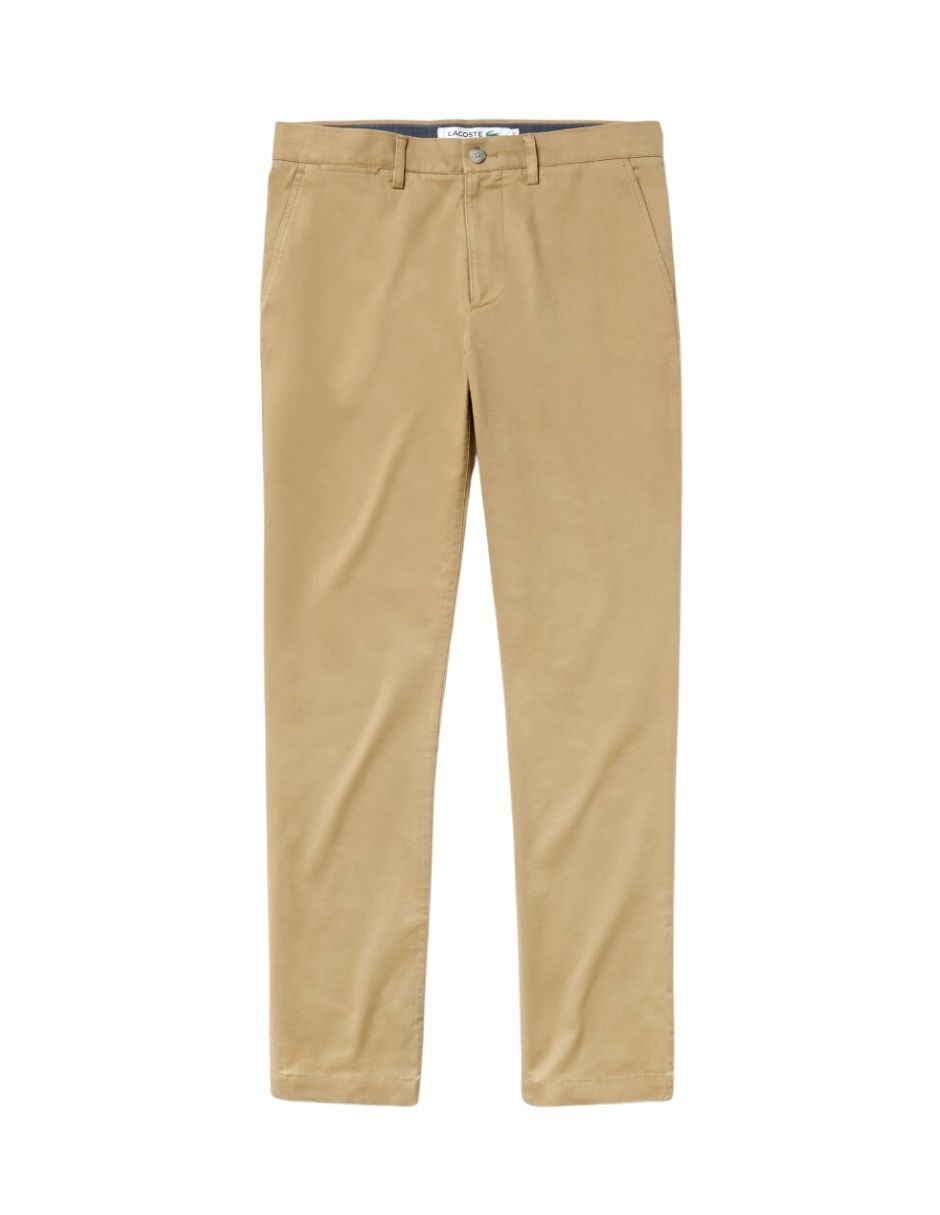 Foto 2 pulgar | Pantalón Lacoste Beige Slim Fit en Gabardina Stretch para Hombre