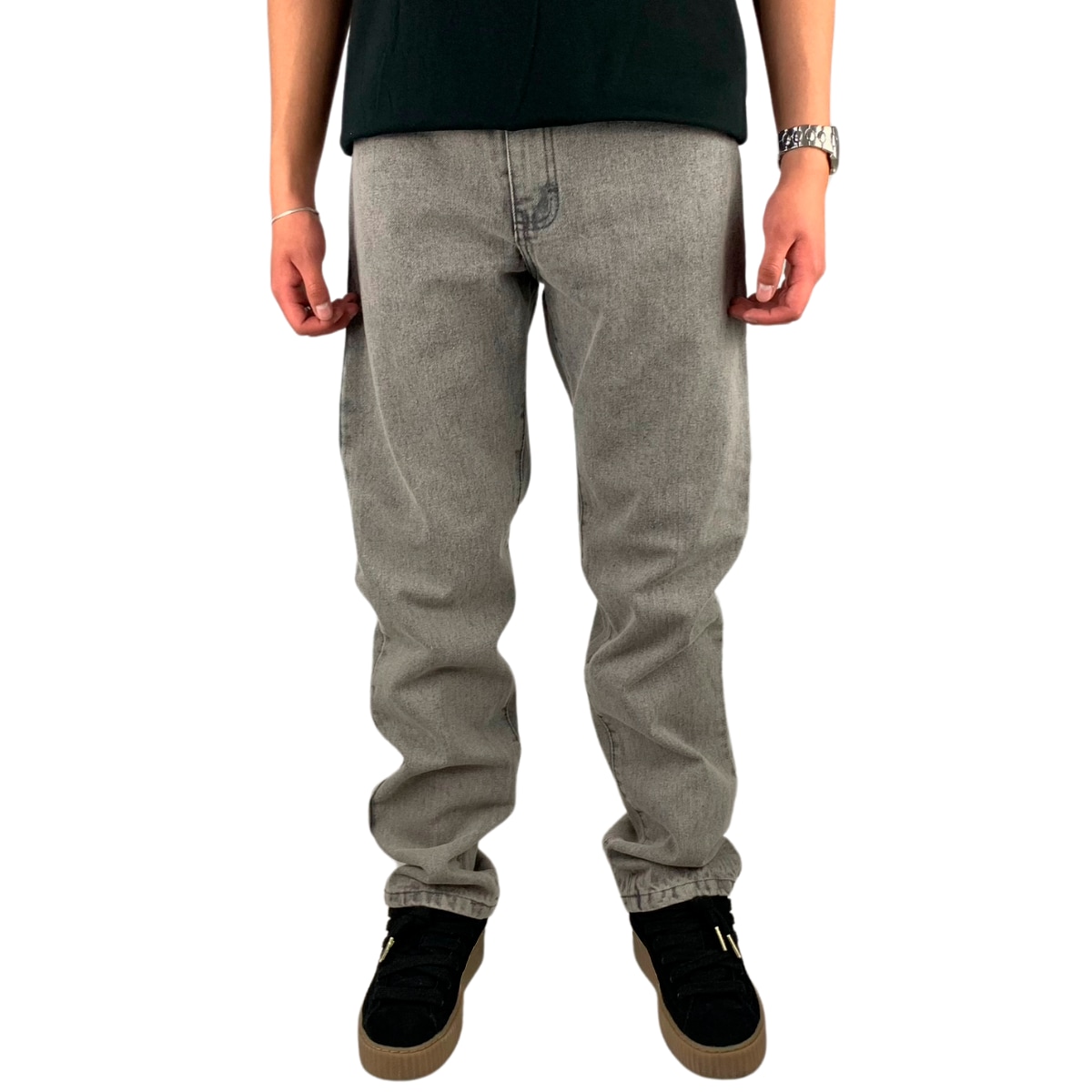 Pantalón Recto Mezclilla Indutex Y Moda Gris Para Hombre $399