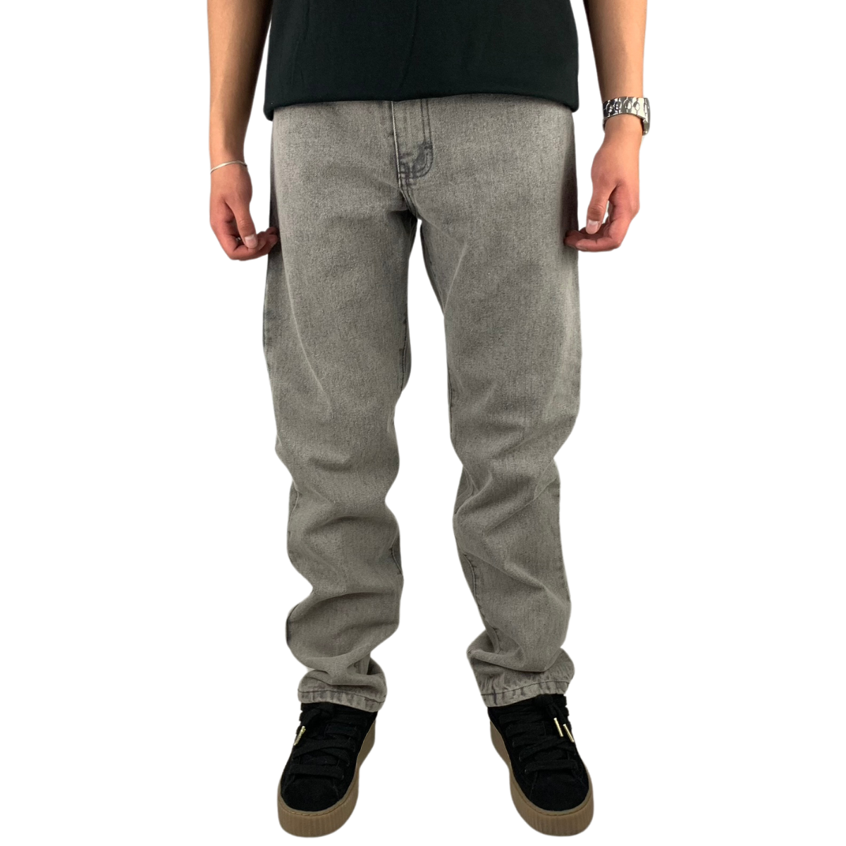 Pantalón Recto Mezclilla Indutex Y Moda Gris Para Hombre