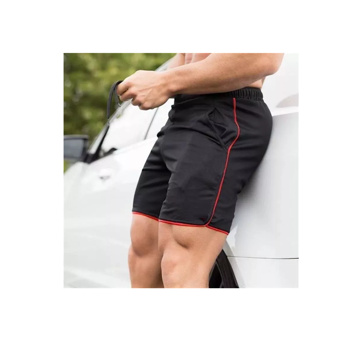 Foto 2 | Short Deportivo Eo Safe Imports Esi-7585 Ejercicio Gym Slim Fit Elástico Negro Talla M Negro