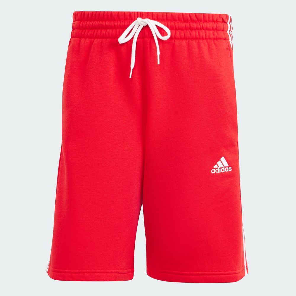 Foto 3 pulgar | Shorts Adidas Essentials 3 Franjas Tela Fleece Rojo para Hombre