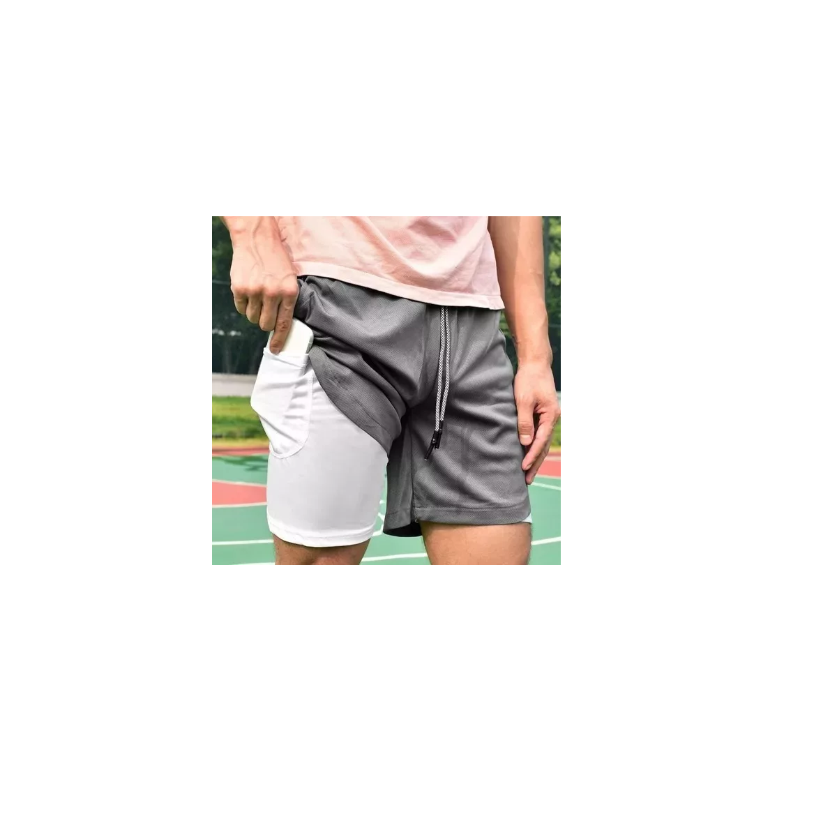 Foto 3 pulgar | Gym Short Con Licra Deportiva 2 En 1 Hombre Ejercicio Talla Xl Eo Safe Imports Esi-14392 Gris