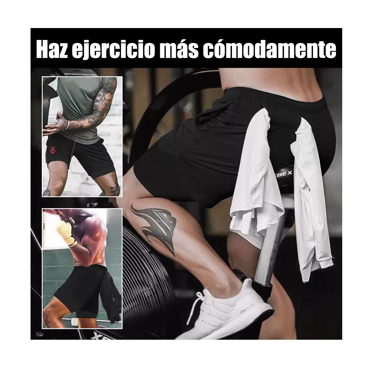 Foto 2 | 2pcs Gimnasio Short Con Licra Deportiva 2 En 1 Hombre Correr Talla L Eo Safe Imports Esi-15904 Multicolor