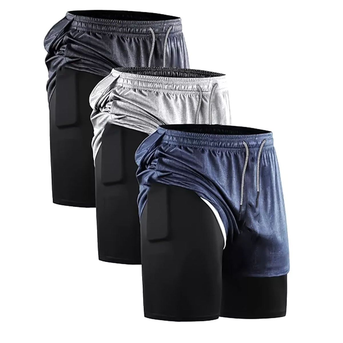 Short Con Licra Deportiva 2 En 1 Hombre Gimnasio 3pcs Xl Eo Safe Imports Esi-16686 Multicolor