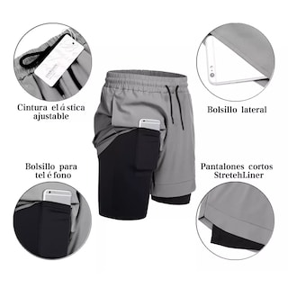 Foto 2 | Short Con Licra Deportiva 2 En 1 Hombre Gimnasio 3pcs Xxxl Eo Safe Imports Esi-16687 Multicolor