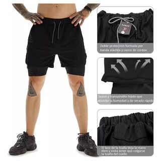 Foto 3 | Short Con Licra Deportiva 2 En 1 Hombre Gimnasio 3pcs Xxxl Eo Safe Imports Esi-16687 Multicolor