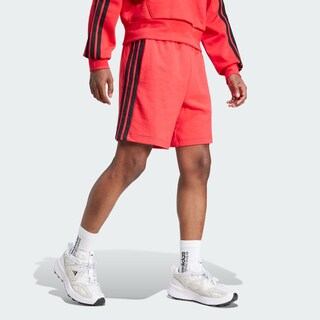 Foto 5 | Shorts Essential 3 Franjas Felpa Francesa Adidas Rojo Hombre