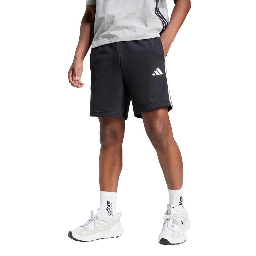 Foto 3 pulgar | Shorts Essential 3 Franjas Tela French Terry Adidas Negro Hombre
