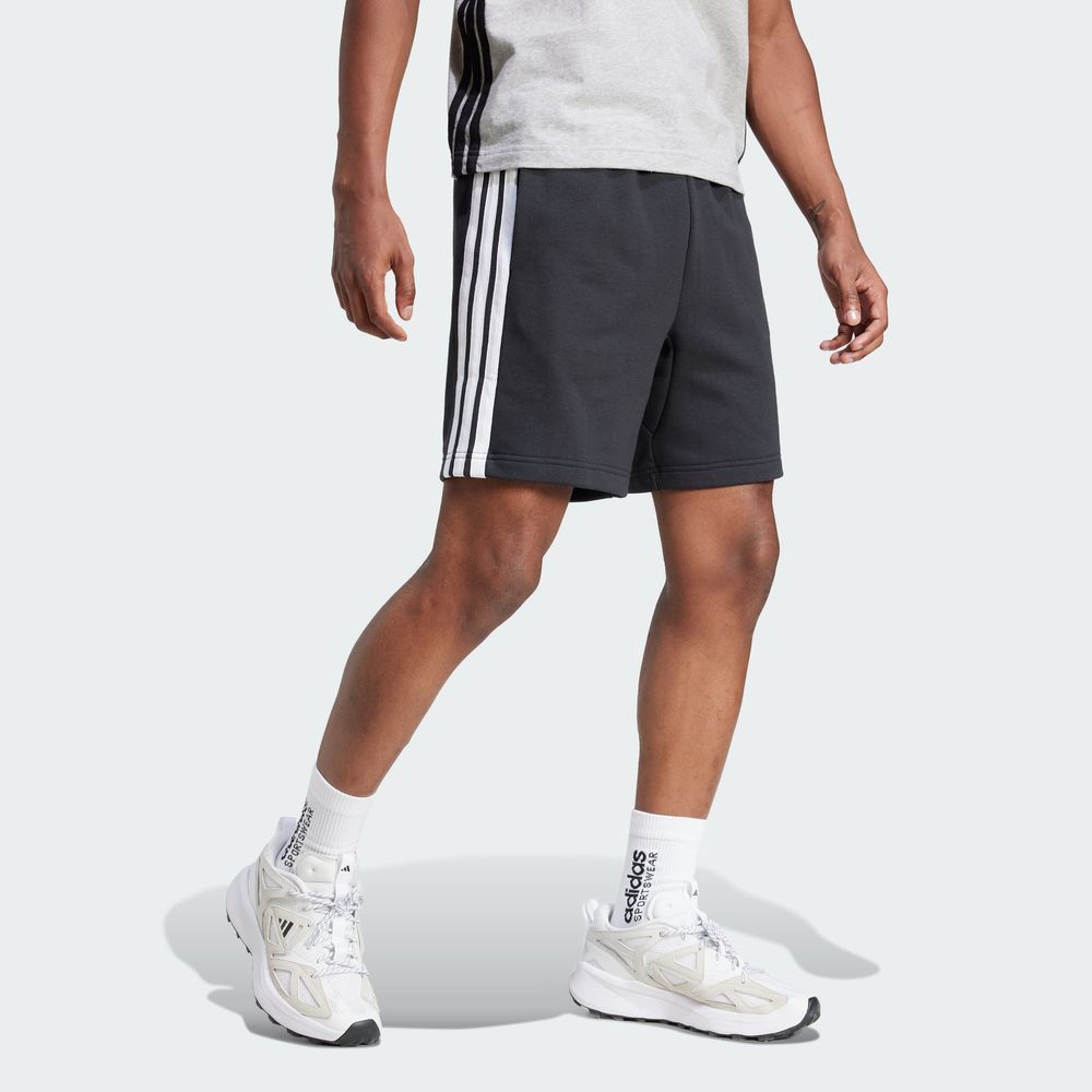 Foto 6 pulgar | Shorts Essential 3 Franjas Tela French Terry Adidas Negro Hombre