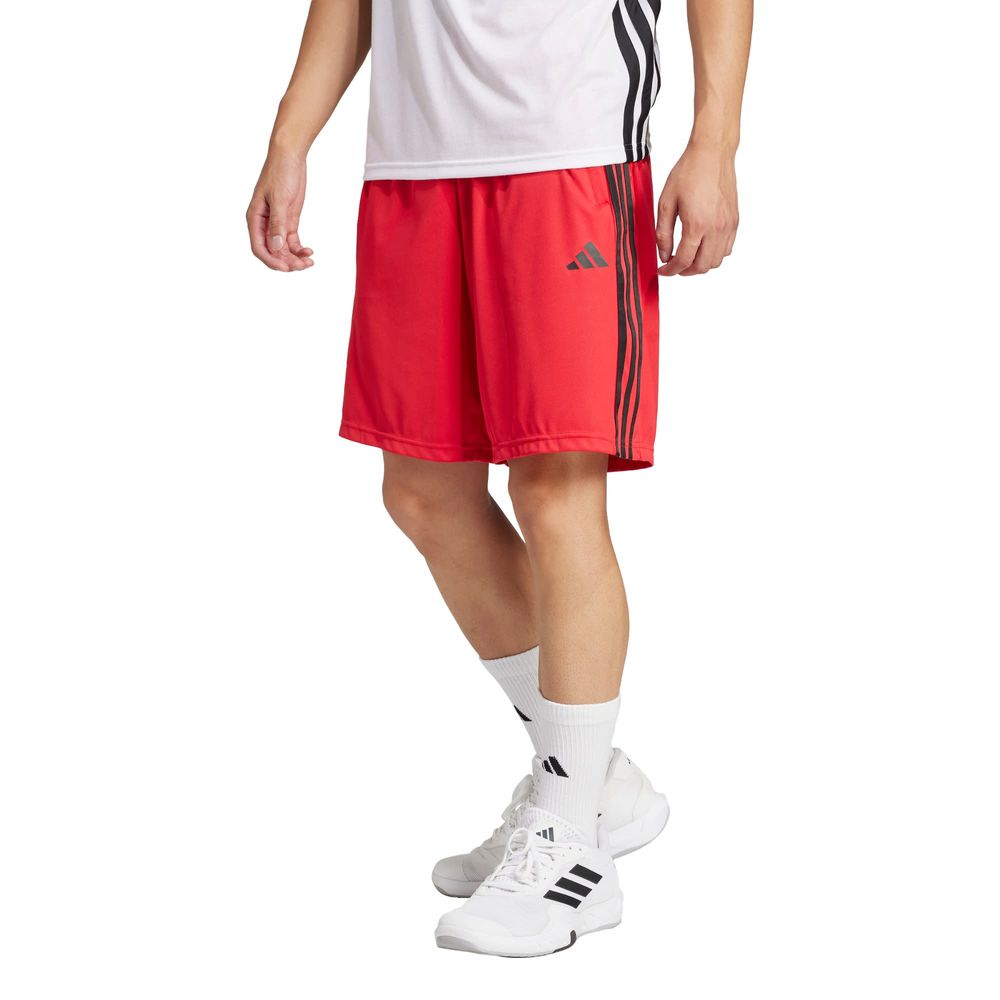 Foto 2 | Shorts de Entrenamiento Adidas Train Essentials Piqué 3 Franjas Rojo