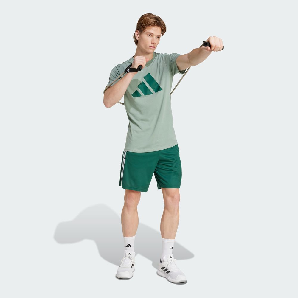 Foto 4 pulgar | Shorts De Entrenamiento Train Essentials Piqué 3 Franjas Adidas Verde Hombre