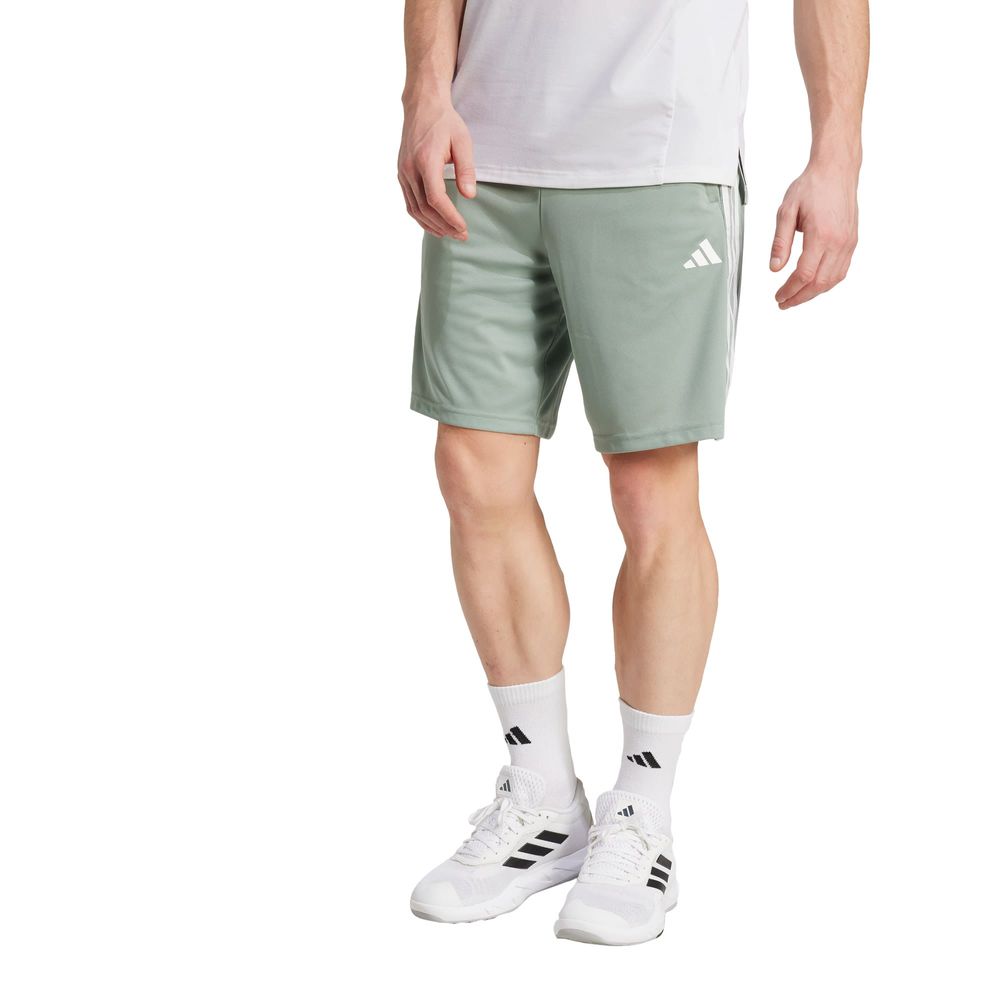 Foto 3 pulgar | Shorts De Entrenamiento Train Essentials Piqué 3 Franjas Adidas Verde Hombre