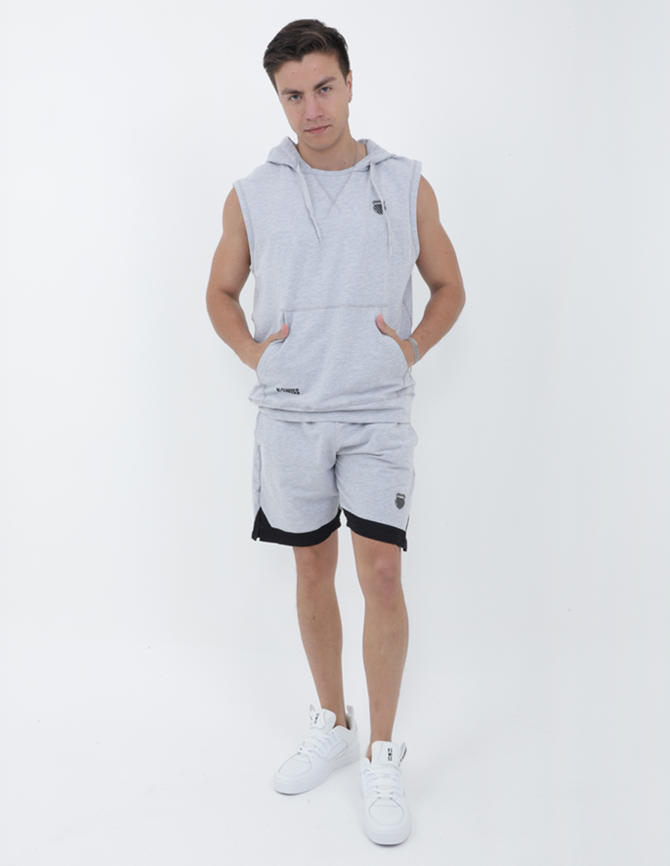 Foto 2 | Conjunto Short Y Chaleco Deportivo K-swiss Crew Gris Para Hombre