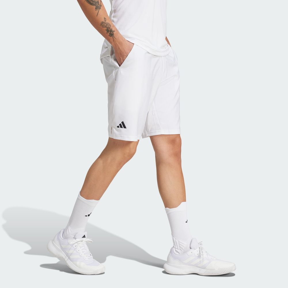Foto 6 pulgar | Shorts Club Tennis Climacool Tres Franjas Adidas Blanco Hombre