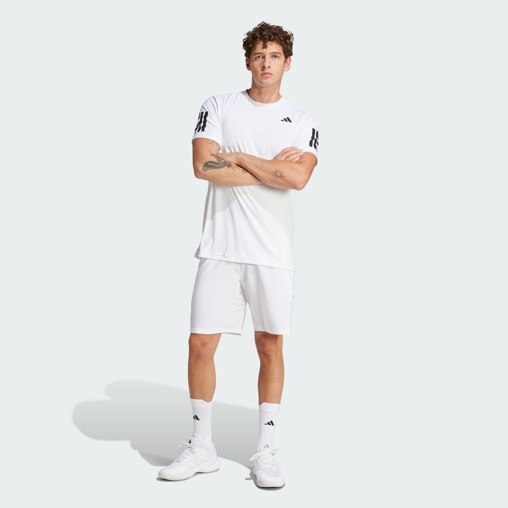 Foto 7 pulgar | Shorts Club Tennis Climacool Tres Franjas Adidas Blanco Hombre