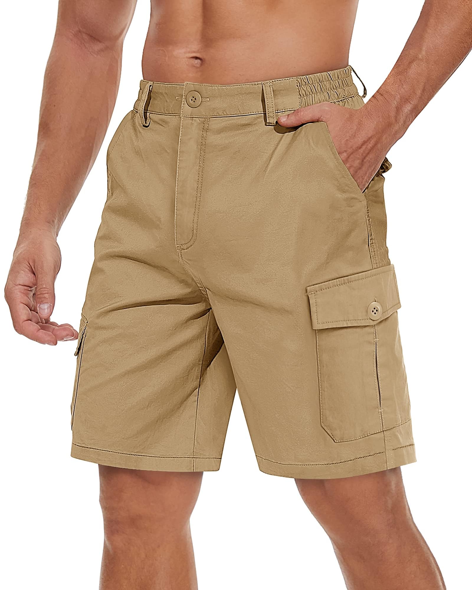 Foto 2 pulgar | Pantalones Cortos De Senderismo Tacvasen Para Hombre, Algodón, Trabajo, Golf, Caqui - Venta Internacional.