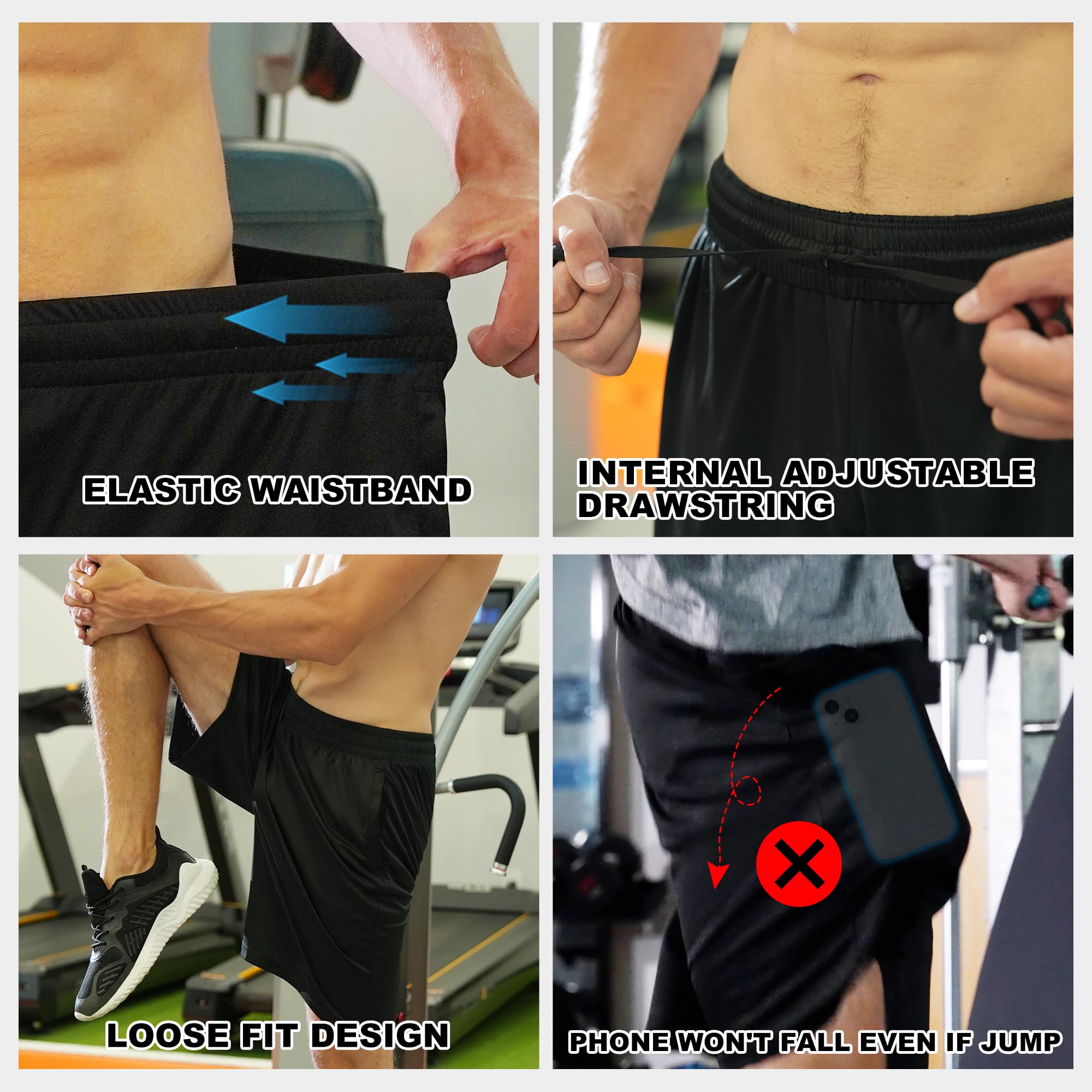 Foto 3 pulgar | Pantalones Cortos Deportivos Balennz Para Hombre Con Bolsillos Y Cintura Elástica - Venta Internacional.